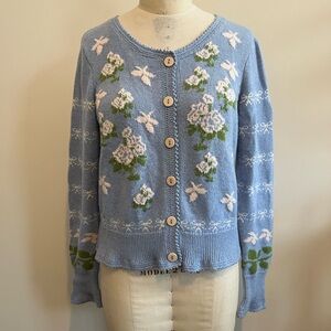 LoveShackFancy Blue Floral Cardigan